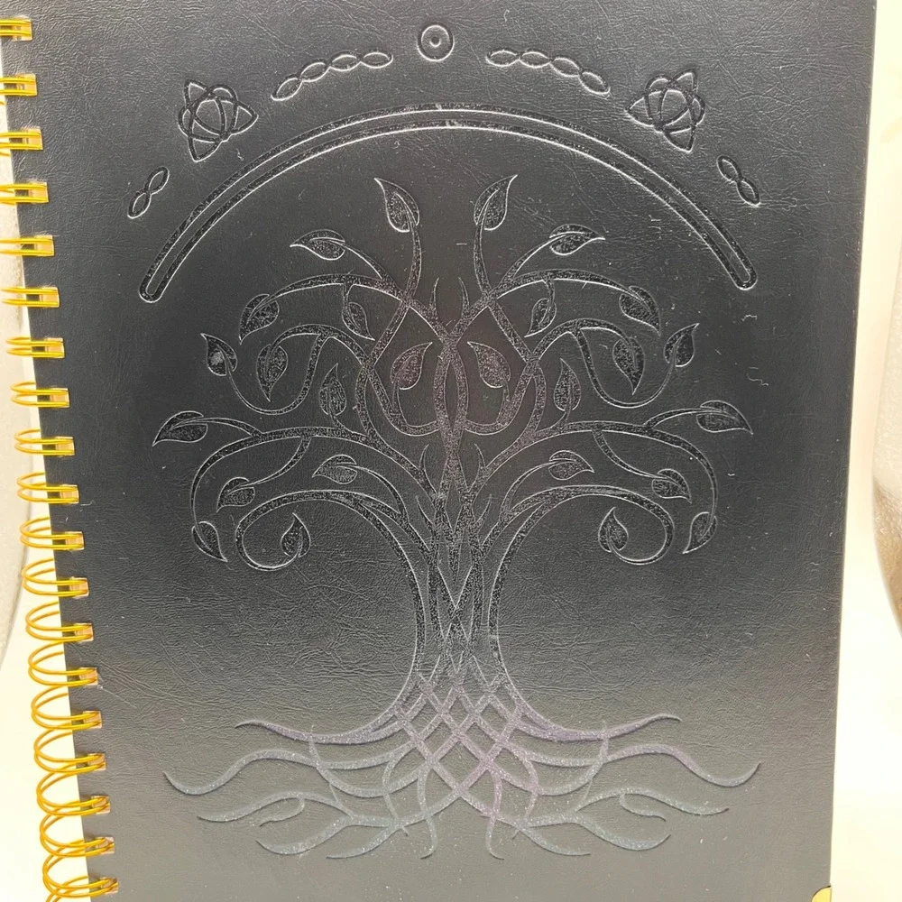 New Tree‎ Of Life Spiral Notebook Embossed Lined Journal Black Gold